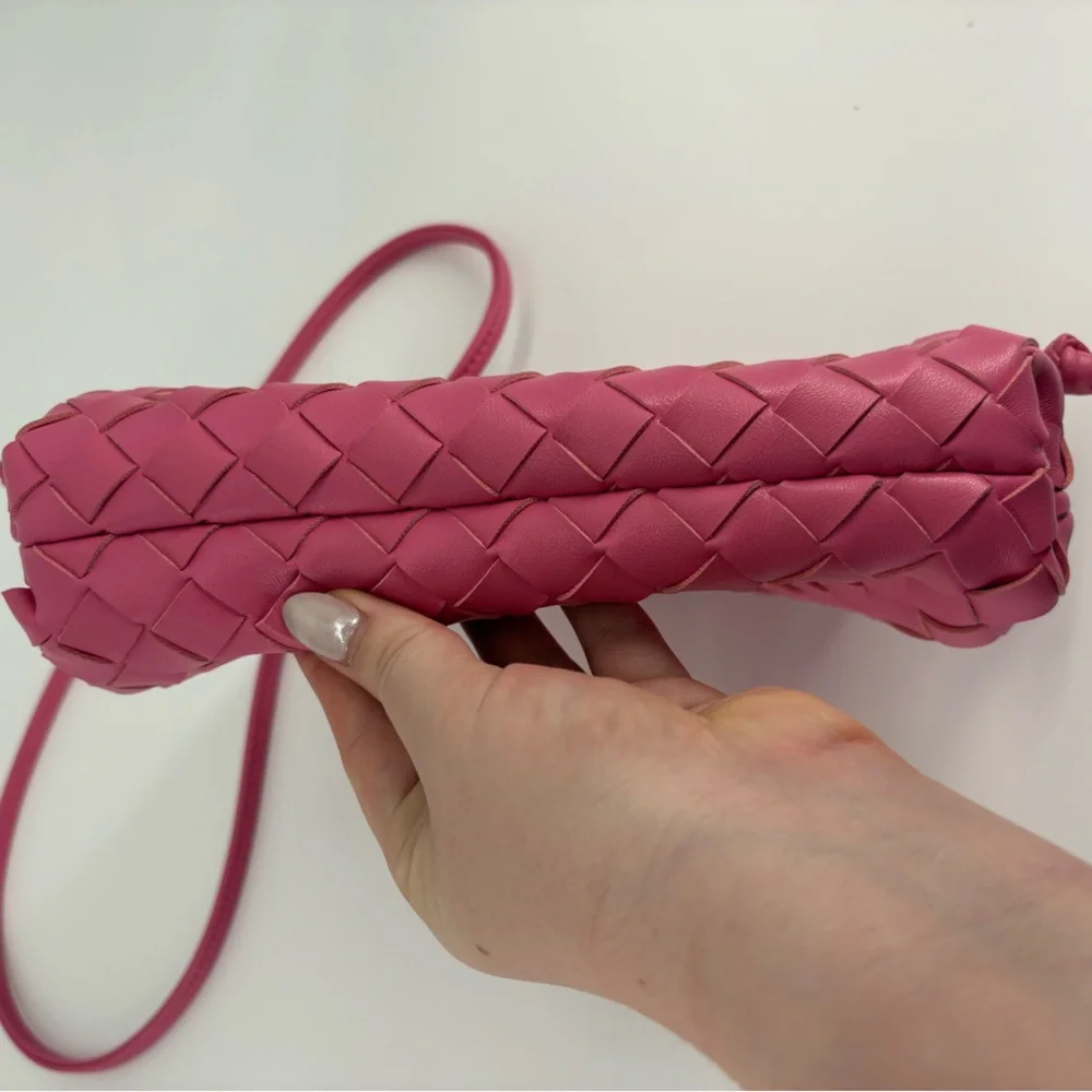 Bottega Veneta The Pouch Mini Intrecciato Leather Crossbody Clutch Pink